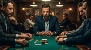 Alunos discutindo estratégias de poker em grupo Onde Aprender na internet