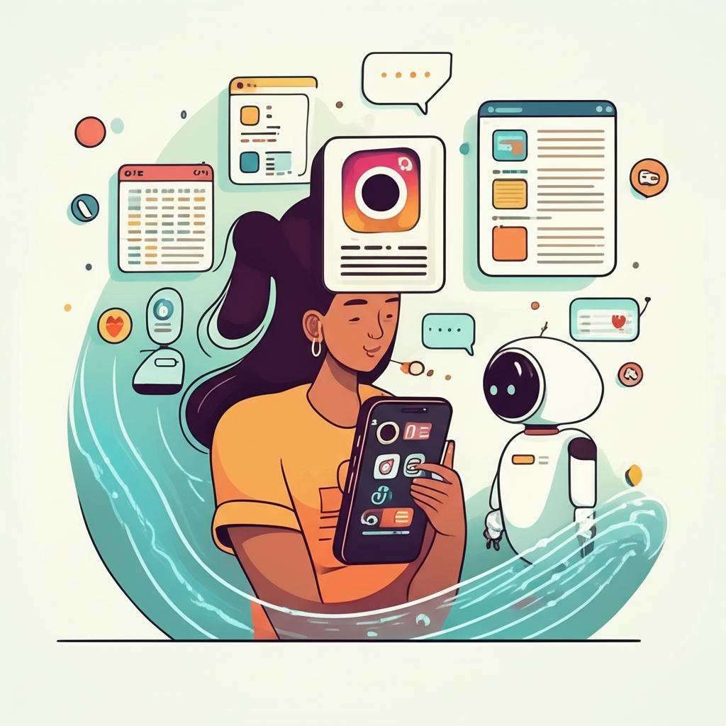 ZAPPOST para Pessoas Lentas: Dá para acompanhar? 1 https://ondeaprender.com.br/zappost-para-pessoas-lentas-conteudo-facil/ Pessoa sorrindo e relaxada olhando o smartphone com ícones de redes sociais e IA organizando posts, simbolizando a facilidade do ZapPost para criação de conteúdo diário.