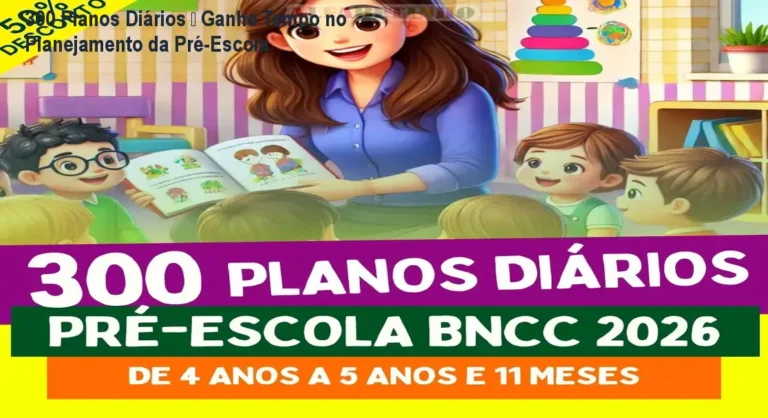 Professor usando 300 planos diários prontos para pré-escola, economizando tempo no planejamento
