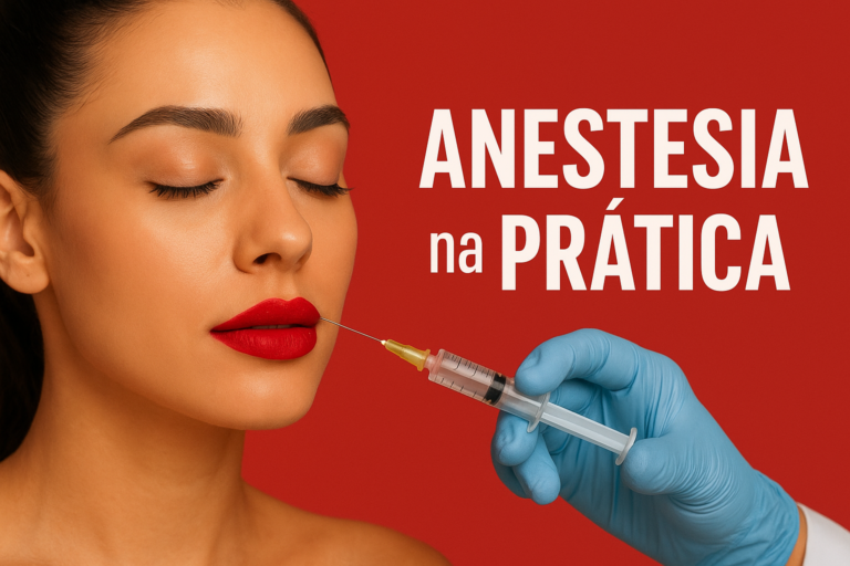 Dra. Barbara Ribeiro aplicando anestesia labial imediata em paciente sorridente