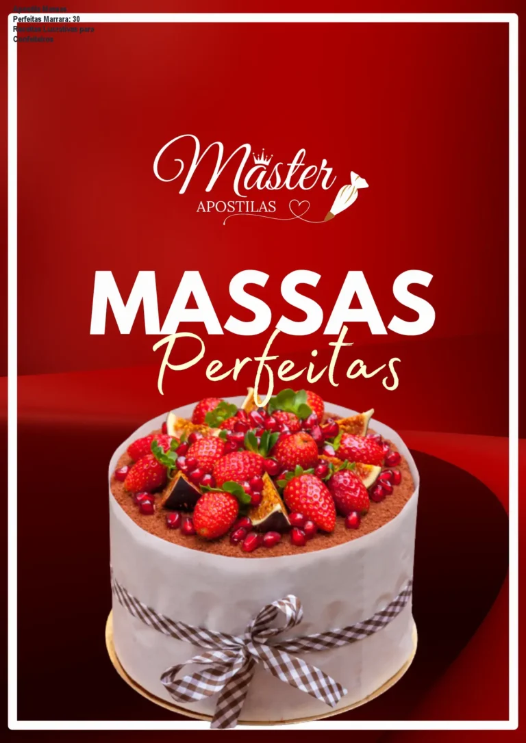 Capa da Apostila Massas Perfeitas Marrara mostrando receitas de massas de bolo prontas para venda