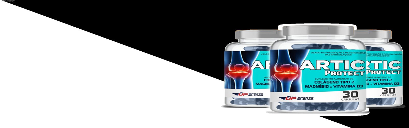 Frasco de Artic Protect softgel mostrando cápsulas para aliviar dores nas articulações
