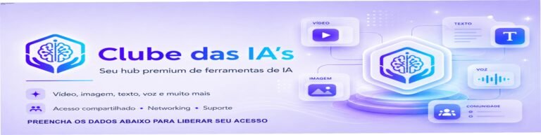 Imagem promocional do Clube das IA's mostrando várias ferramentas de IA integradas em um hub único