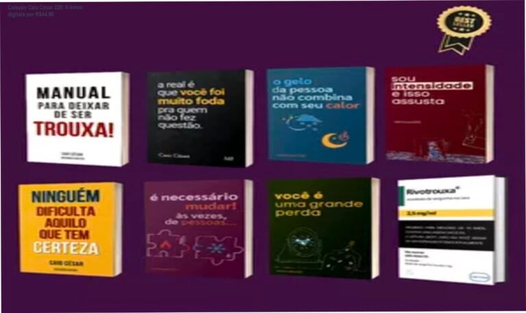 Capa da coleção digital de 8 livros de Caio César sobre relacionamentos e autoestima