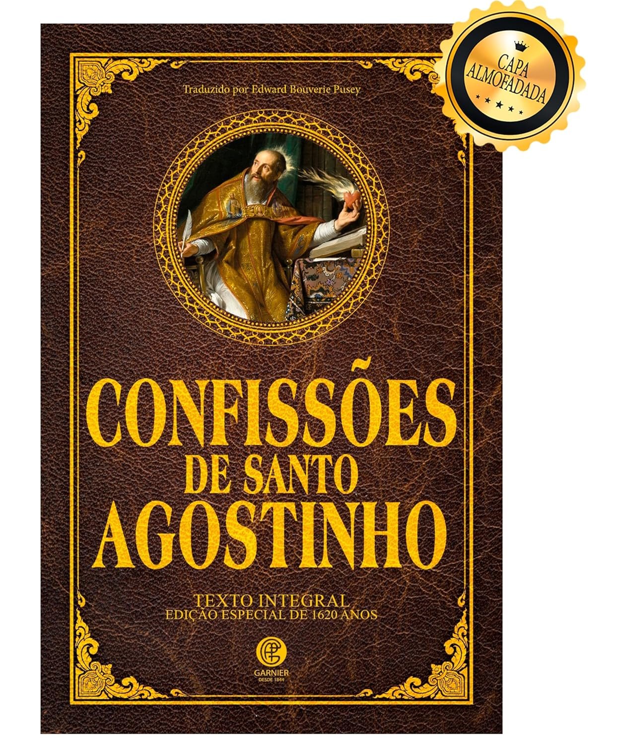 Capa dura almofadada de 'Confissões de Santo Agostinho' edição de luxo com marcador de fitilho
