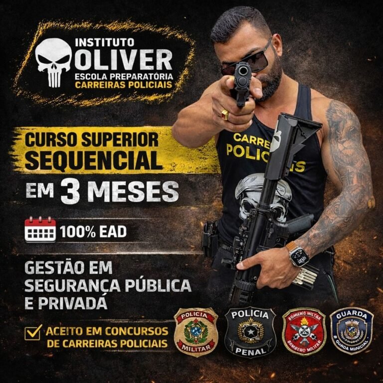 Imagem promocional do Curso Sequencial em Gestão de Segurança Pública e Privada com diploma reconhecido pelo MEC em 3 meses
