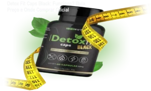 Frasco de Detox Fit Caps Black, cápsulas para emagrecimento rápido e controle do apetite