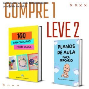 Mãe e bebê realizando uma das atividades do E-book 100 Brincadeiras, com material impresso e objetivo pedagógico da BNCC destacado