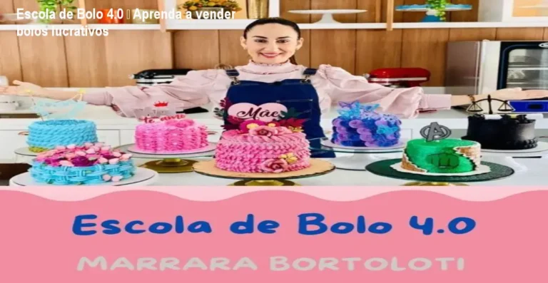 Imagem da tela do curso Escola de Bolo 4.0 mostrando aulas de confeitaria e estratégias de venda