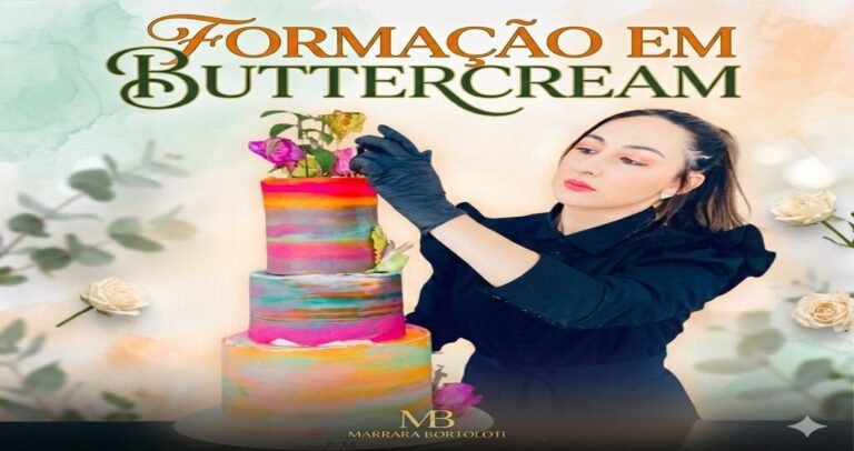 Bolo decorado com buttercream profissional pela Marrara Bortoloti.