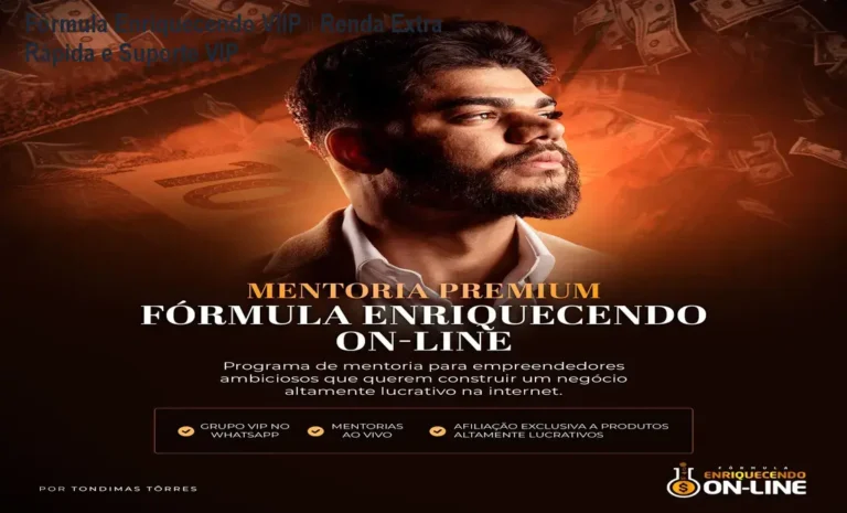 Tela do curso Fórmula Enriquecendo Online VIIP mostrando mentorias ao vivo e estratégia de vendas pelo WhatsApp