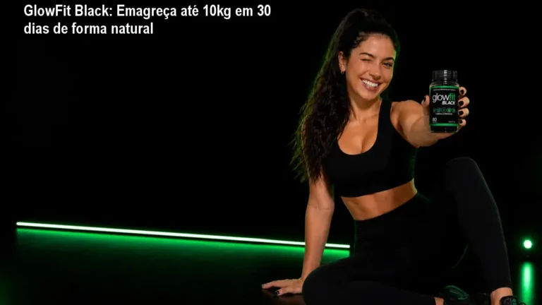 Foto real de mulher mostrando antes e depois do uso de GlowFit Black, evidenciando redução de barriga e inchaço