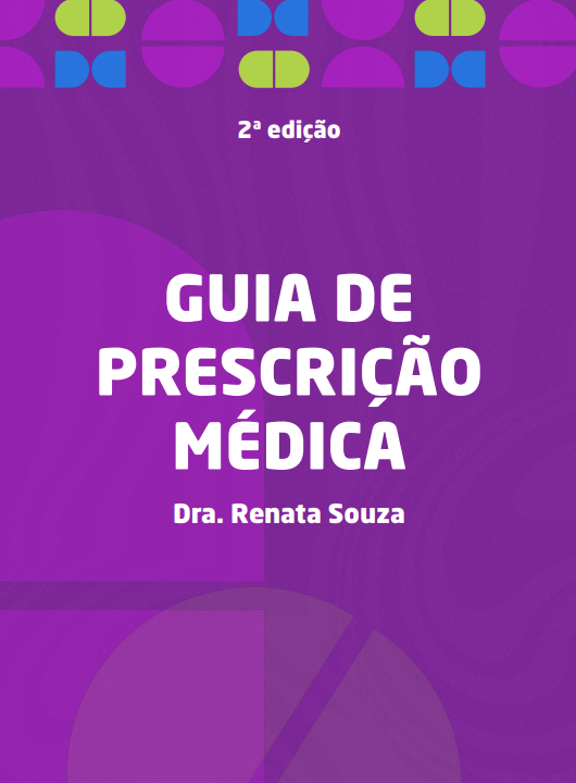 Capa digital do Guia de Prescrição Médica – 2ª Edição, com título azul, estetoscópio e ícone de índice clicável sobre cenário de emergência