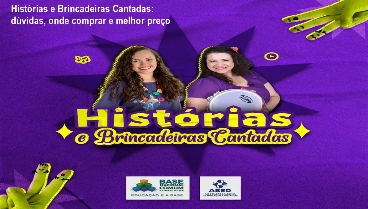 Crianças cantando e brincando com recursos musicais do curso Histórias e Brincadeiras Cantadas