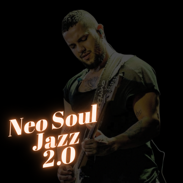 Neo Soul Jazz 2.0 – Por que guitarristas avançam rápido? 6 https://ondeaprender.com.br/como-entender-a-historia-de-maria-com-profundidade-curso-maria-a-historia-da-mae-de-jesus-com-rodrigo-alvarez/ Illustration of guitarist Leandro Wesley playing Neo Soul Jazz in a modern studio, surrounded by effects pedals and floating chord symbols.