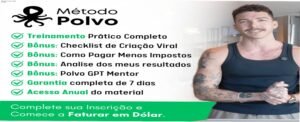 Imagem do curso Método Polvo 4x1 mostrando smartphone e gráficos de renda em dólar