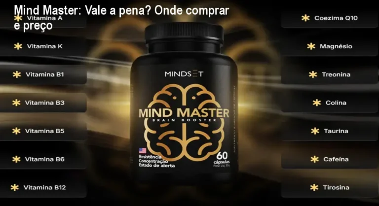 Frasco de Mind Master mostrando cápsulas para melhorar foco e clareza mental