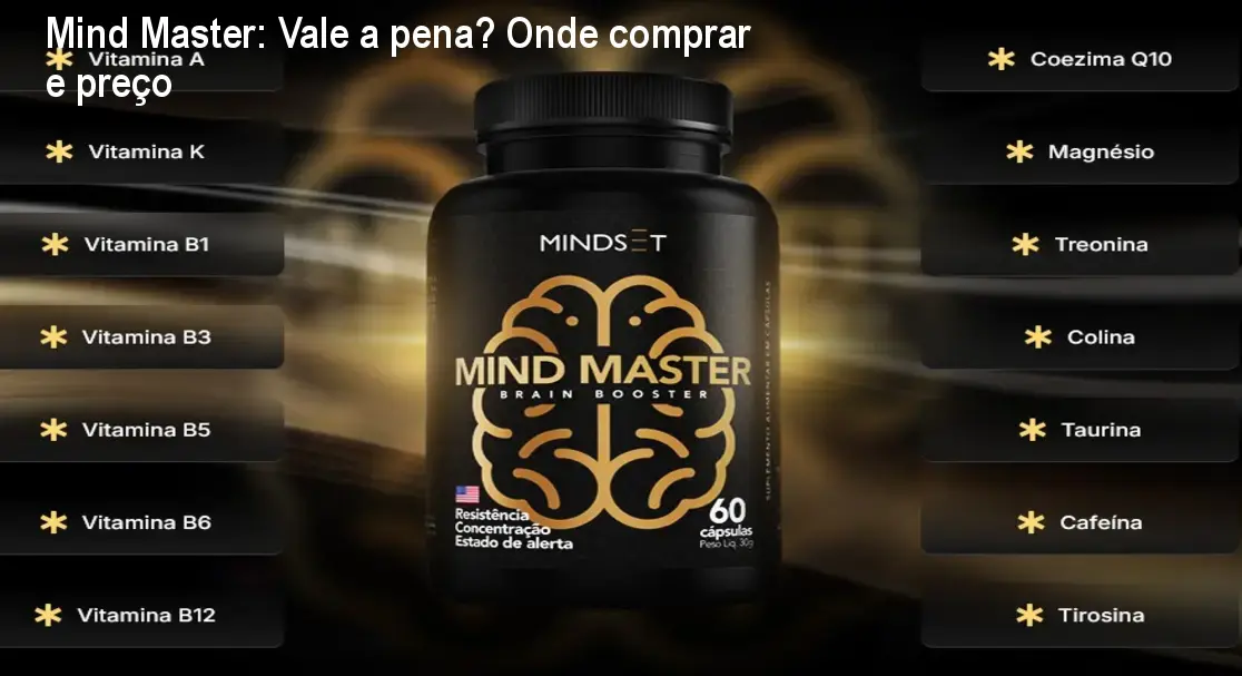 Mind Master: Vale a pena? Onde comprar e preço 1 https://ondeaprender.com.br/mind-master-vale-pena-onde-comprar/ Frasco de Mind Master mostrando cápsulas para melhorar foco e clareza mental