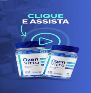 Frasco de OzenVitta mostrando cápsulas que ajudam a controlar o apetite e queimar gordura