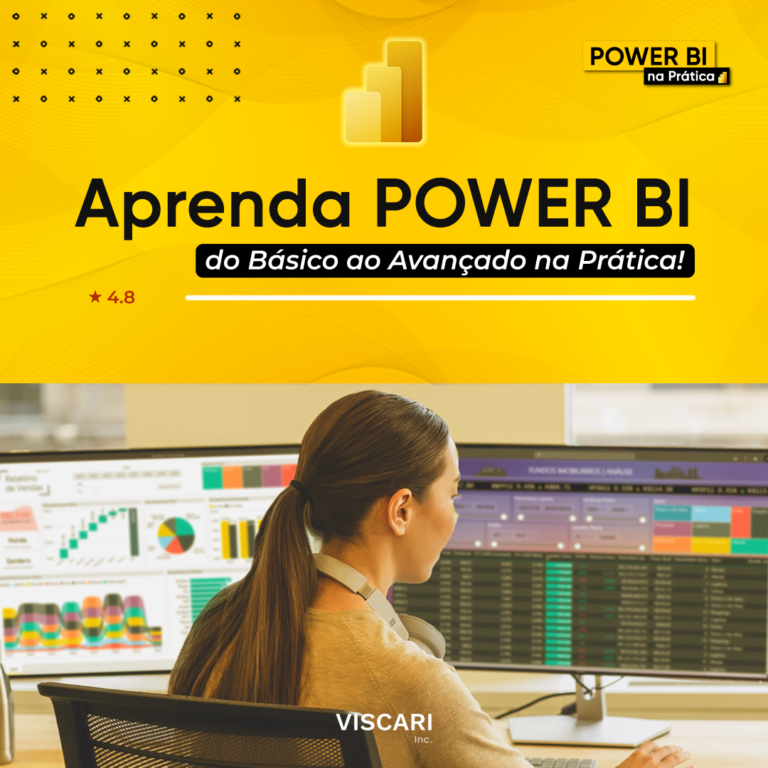 Imagem do curso Power BI Expert na Prática 2026 mostrando dashboards interativos e certificado