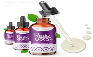 Frasco de Redu Gota em gotas sublinguais sendo aplicado sob a língua para acelerar o metabolismo
