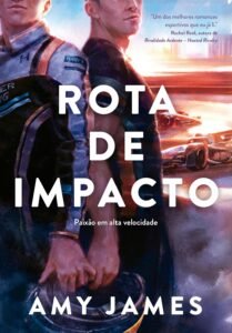 Rota de Impacto: Racing Romance - Book Cover Illustration 1 https://ondeaprender.com.br/rota-de-impacto-racing-romance-book-cover-illustration/ Illustration of a Formula 1 car racing on a track with red, white, and blue colors, featuring a subtle heart shape and dramatic sunset lighting, representing the romance and rivalry in 'Rota de Impacto' by Amy James.