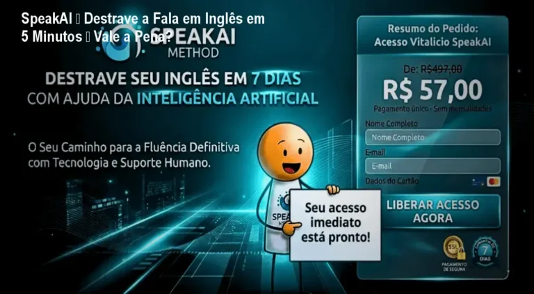 Imagem do curso SpeakAI mostrando frases práticas para falar inglês rapidamente
