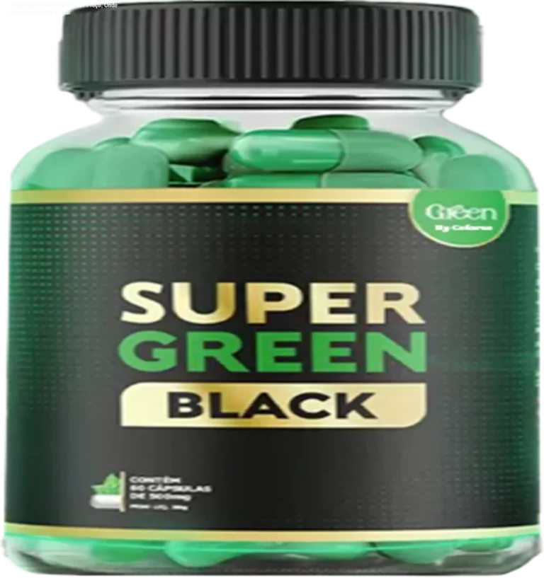 Mulher feliz e magra com pote de Super Green Black, mostrando resultados de emagrecimento rápido e aumento de energia.