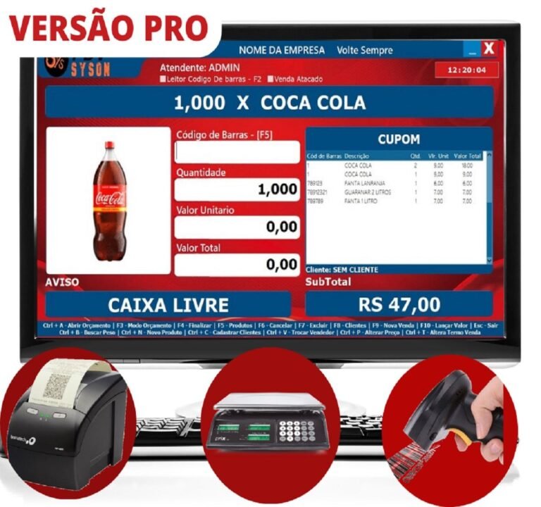 Imagem ilustrativa do sistema SysOn PDV Pro em ação no ponto de venda