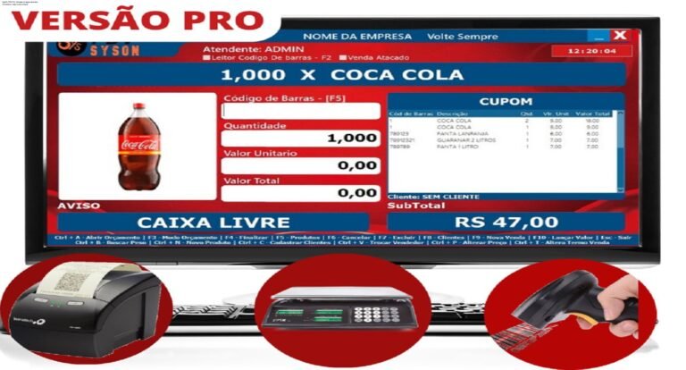 Tela do SysOn PDV Pro mostrando vendas rápidas no ponto de venda