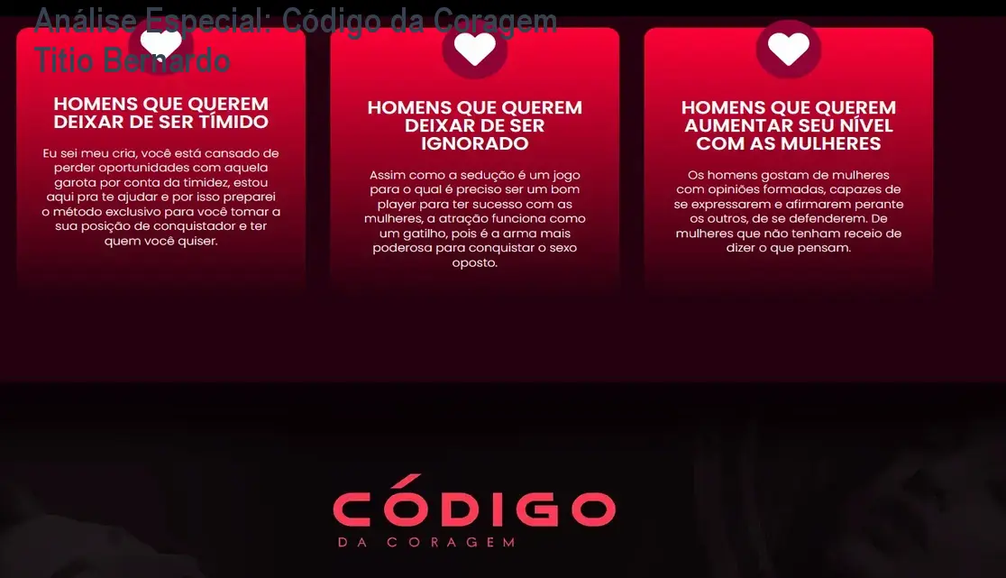 Capa informativa sobre o tema Código da Coragem Titio Bernardo