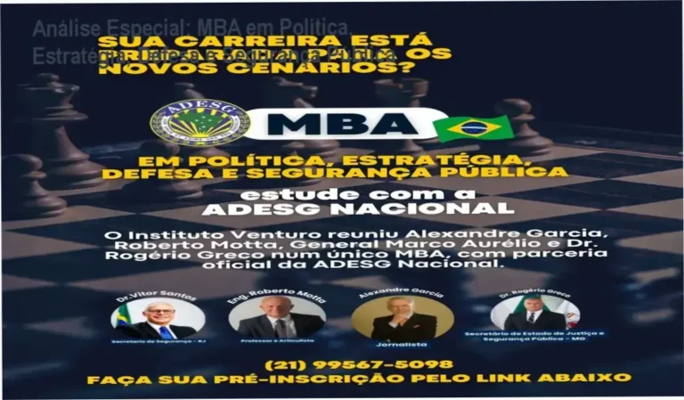 Análise Especial: MBA em Política, Estratégia, Defesa e Segurança Pública 4 https://ondeaprender.com.br/ Capa informativa sobre o tema MBA em Política, Estratégia, Defesa e Segurança Pública