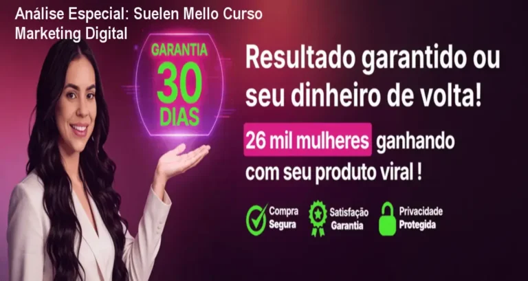 Capa informativa sobre o tema Suelen Mello Curso Marketing Digital