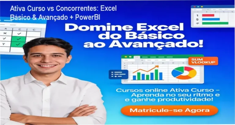 Ativa Curso comparado a concorrentes: Excel Básico & Avançado + PowerBI