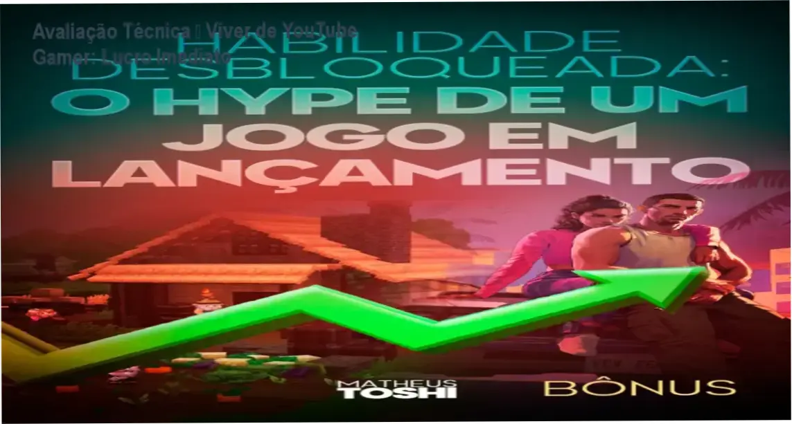 Capa da avaliação técnica do curso Viver de YouTube Como Gamer, mostrando estratégia de lucro imediato