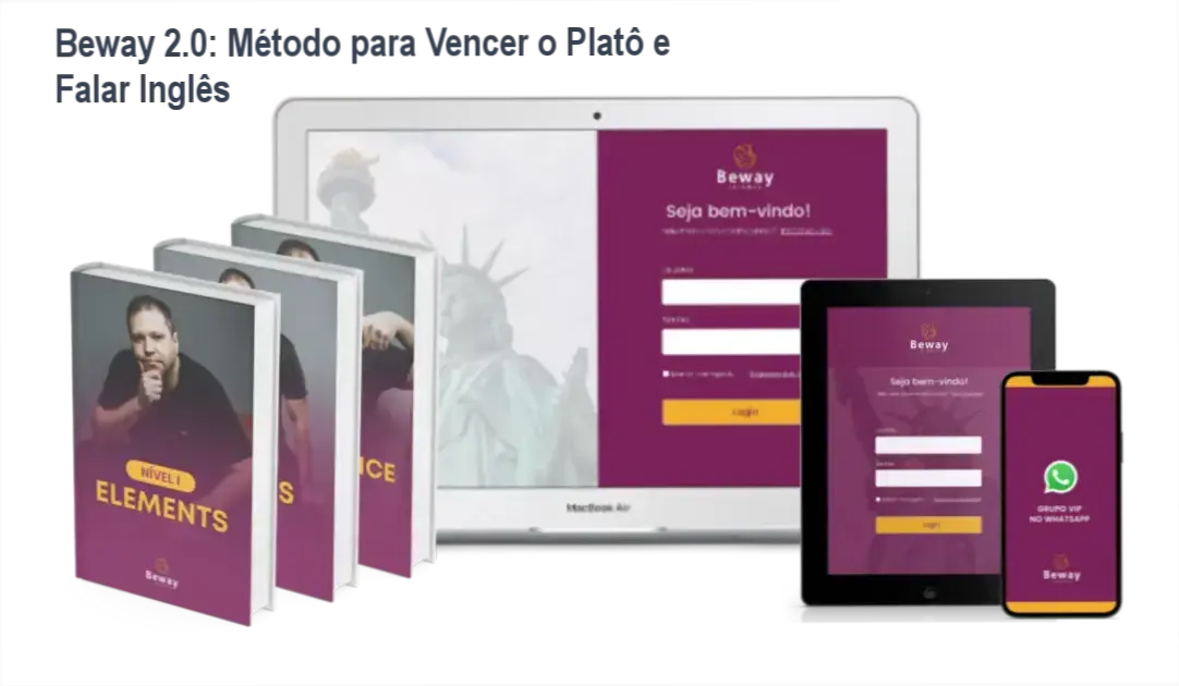 Beway 2.0: Método para Vencer o Platô e Falar Inglês 1 https://ondeaprender.com.br/beway-idiomas-plato-fala-ingles/ Tela do curso Beway 2.0 mostrando aulas de inglês focadas em confiança na fala