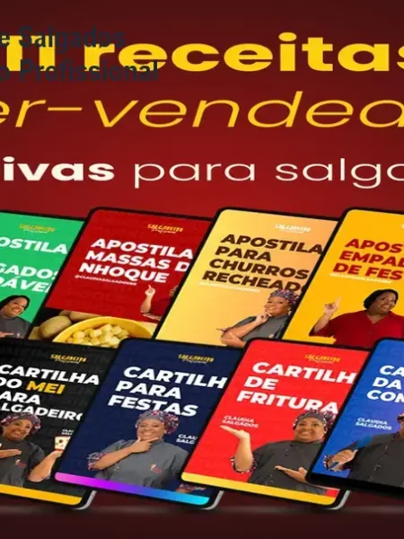 Combo de Receitas de Salgados Milionárias – Produção Profissional