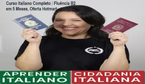 Curso Italiano Completo Gente Italiana mostrando acesso vitalício para aprender italiano até o nível B2