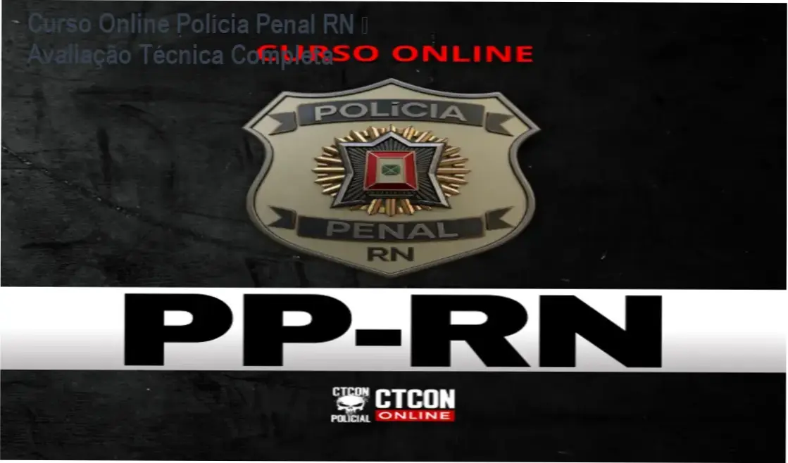 Imagem demonstrando o curso online de preparação para a Polícia Penal do RN com destaque para aulas e mentorias