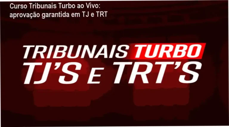Imagem do Curso Tribunais Turbo ao vivo, mostrando tela de aula e destaque da metodologia turbo