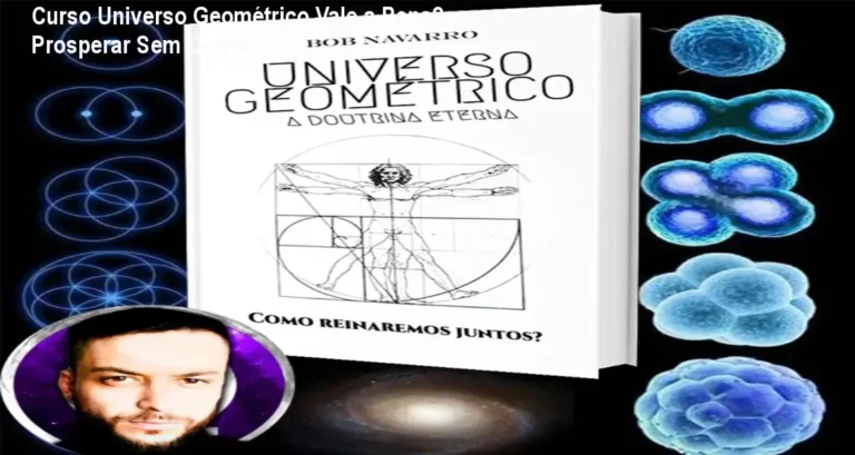 Capa do curso Universo Geométrico de Bob Navarro exibindo conceitos de geometria sagrada e expansão da consciência