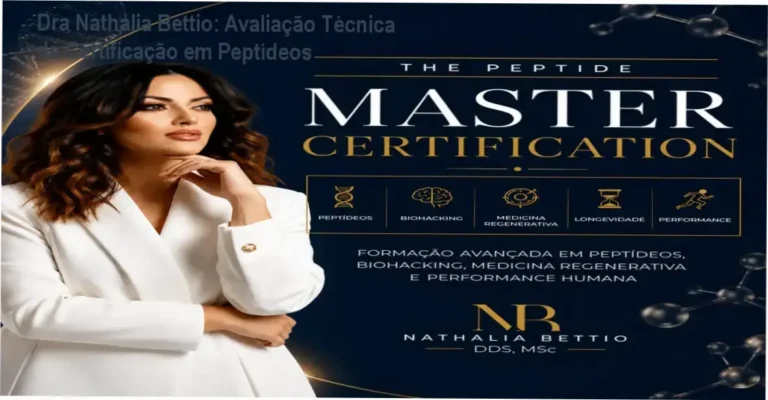 Dra. Nathalia Bettio apresentando a certificação internacional em peptídeos para profissionais da saúde