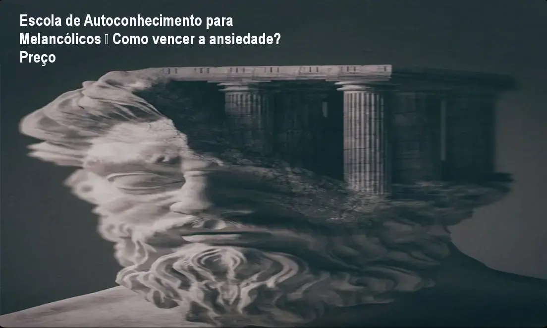 Ilustração da Dra. Emilia Queiroz apresentando a Escola de Autoconhecimento para Melancólicos, focada em vencer a ansiedade