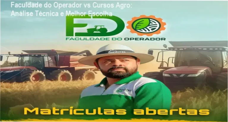 Comparativo visual entre Faculdade do Operador e cursos tradicionais de operação agrícola