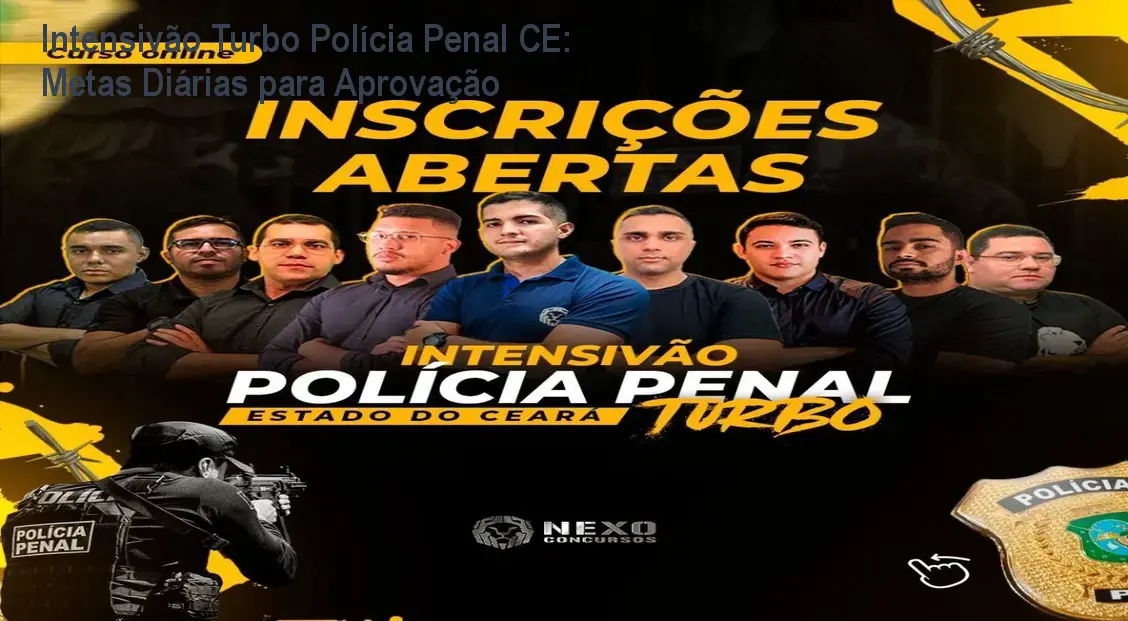 Aula do Intensivão Turbo para Polícia Penal do Ceará mostrando o cronograma de metas diárias na plataforma Hotmart