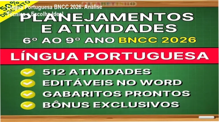 Comparativo visual dos materiais editáveis de Língua Portuguesa BNCC 2026 para professores