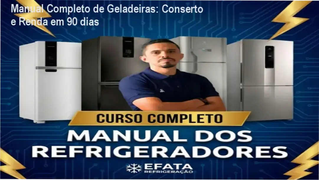Capa do curso Manual dos Refrigeradores mostrando ferramentas e geladeira