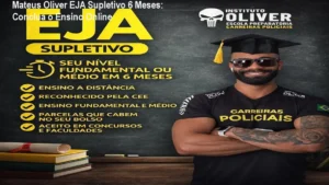 Imagem do curso Mateus Oliver EJA Supletivo mostrando estudante estudando no celular e certificação online