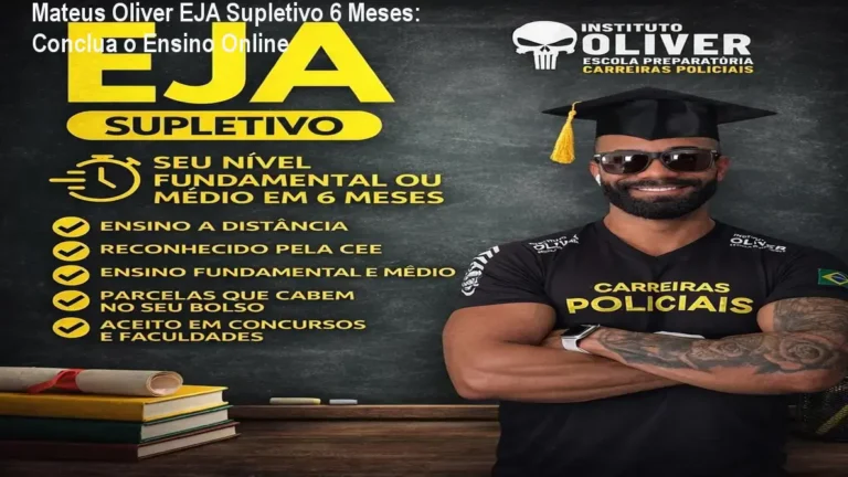 Imagem do curso Mateus Oliver EJA Supletivo mostrando estudante estudando no celular e certificação online