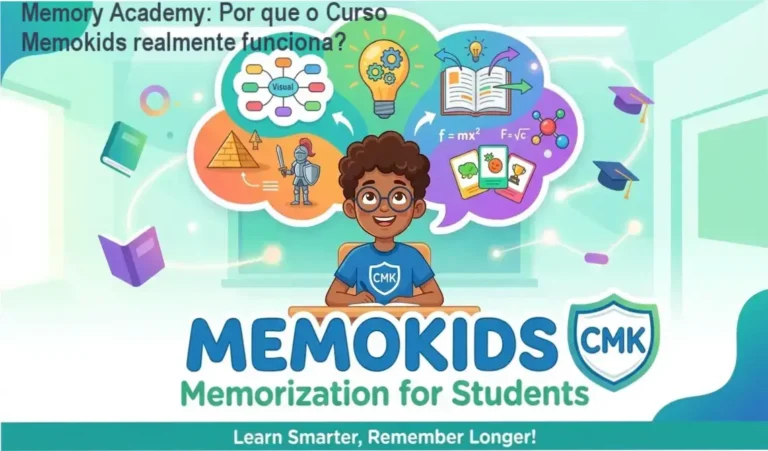 Alunos jovens praticando técnicas de memorização do Curso Memokids da Memory Academy
